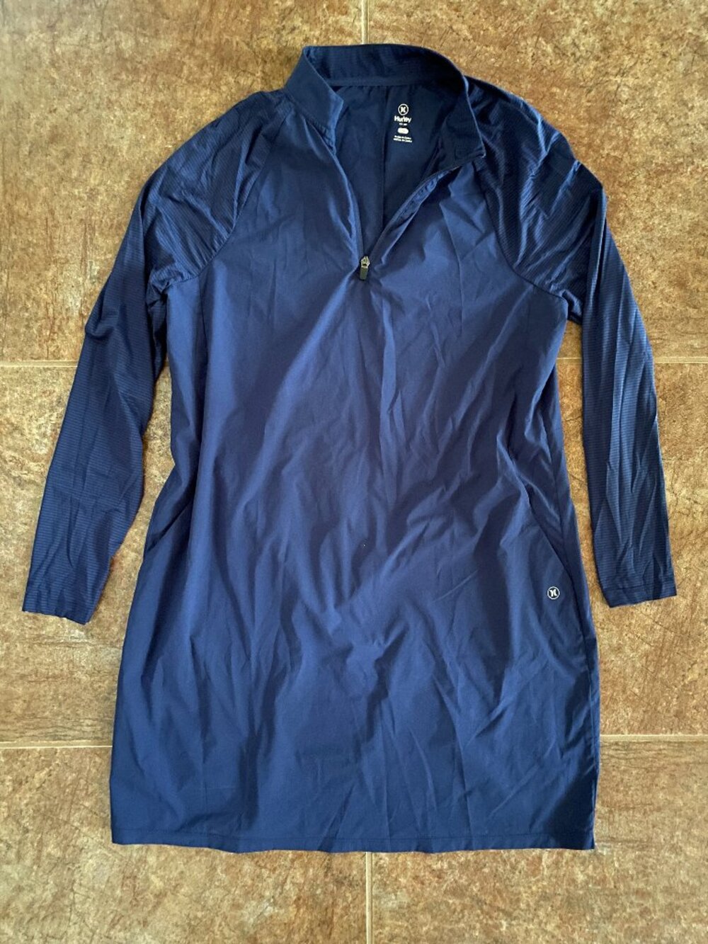 Hurley Long Sleeve Beach Coverup/Active Dress L Blue